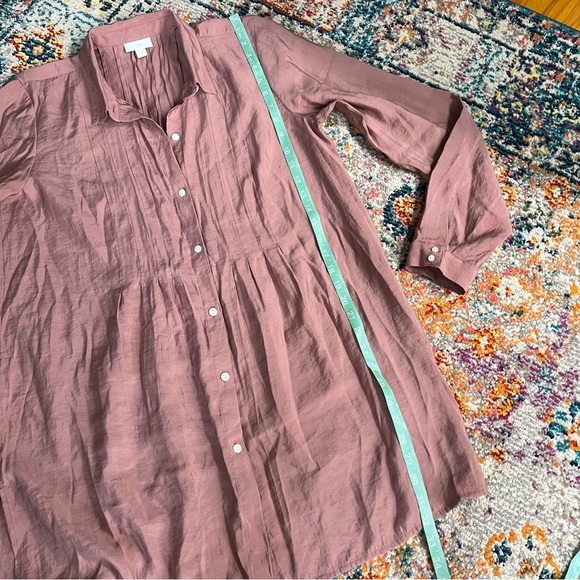 J. Jill Women's Pink Modal Blend Button-Up Puckered Long Sleeve Blouse Top - Picture 12 of 12